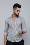 Miravan Men's Blue Pure Cotton Handblock Floral Print Shirt