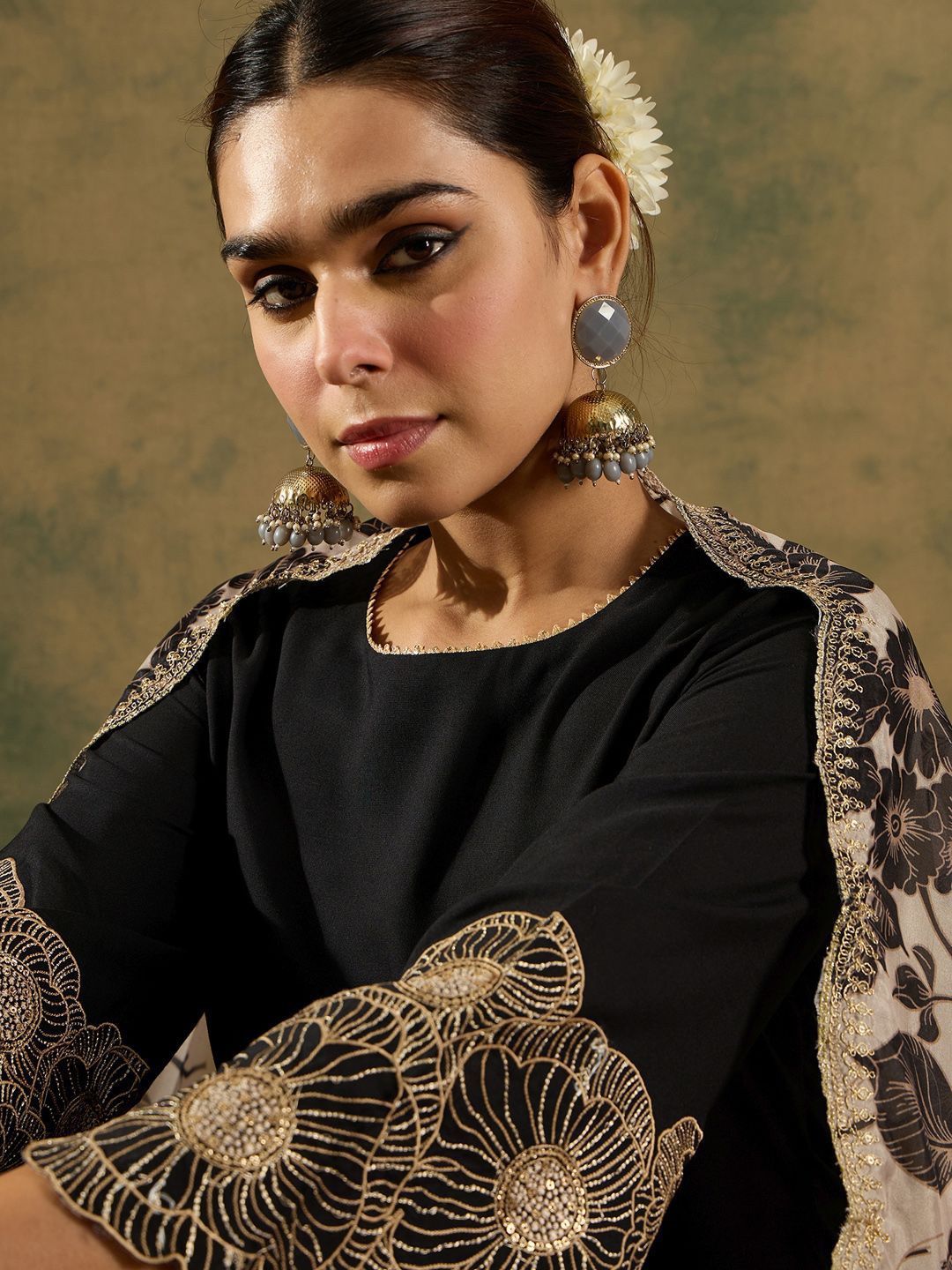 Indo Era Round Neck Straight Kurta With Trousers & Dupatta - Distacart