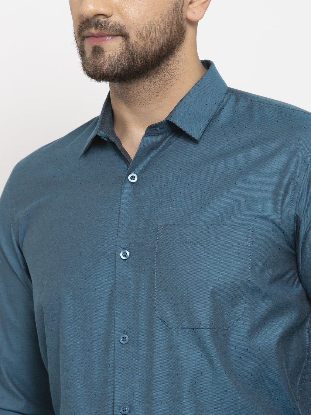 Jainish Blue Men's Cotton Polka Dots Formal Shirt's ( SF 761Peacock ) - Distacart