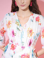 Myshka Women's Multi Floral Printed Empire Dress - Distacart