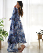 Joban Fashion Navy Blue Kurta Set Organza Sequin Embroidery Work - Distacart