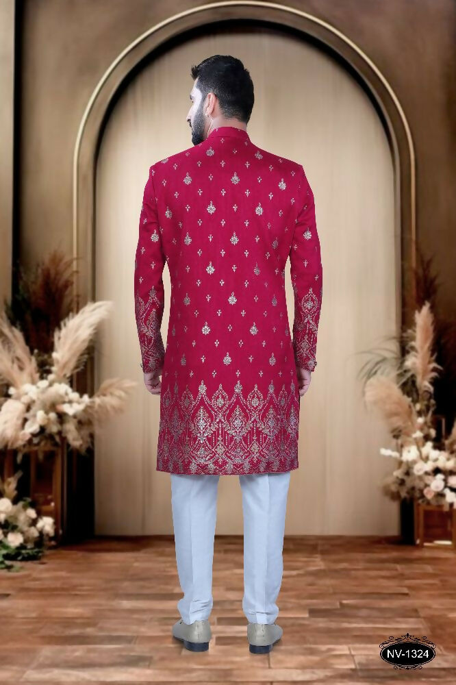 Joban Fashion Men's Rani-Pink Silk Kurta with Pyjama