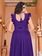 Prazu Fashion Purple Georgette With Rich Zari-Sequins Embroidery Gown
