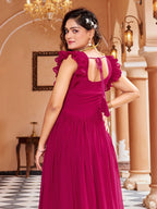 Prazu Fashion Rani Pink Georgette With Rich Zari-Sequins Embroidery Gown - Distacart