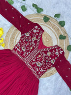 Prazu Fashion Red Georgette With Rich Zari-Sequins Embroidery Gown - Distacart