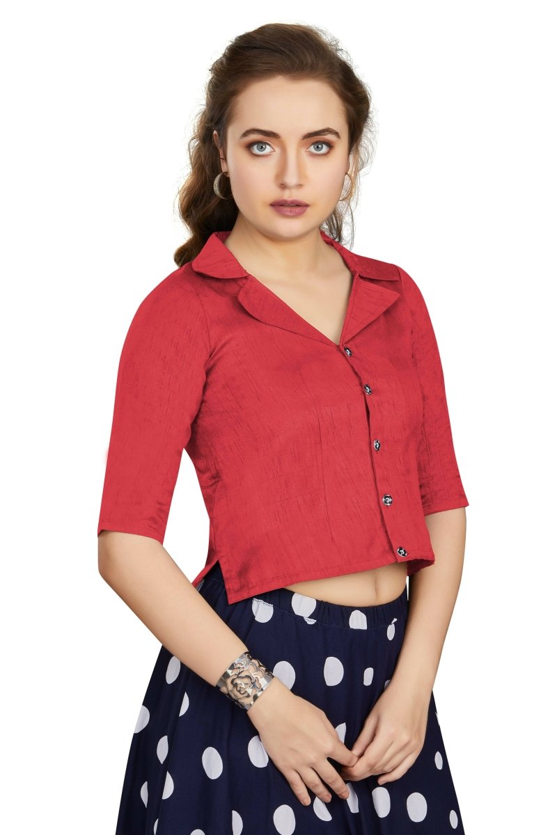 Aastha Fashion Women's Women's Gajri Art Silk Button Readymade Blouse