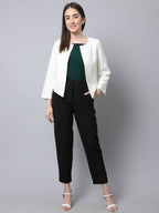 Even Apparels White 100% Viscose Open Front Statement Women's Jacket - Distacart