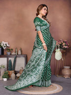 Aastha Fashion Green Viscose Silk Handmade Original Bandhej Saree - Distacart