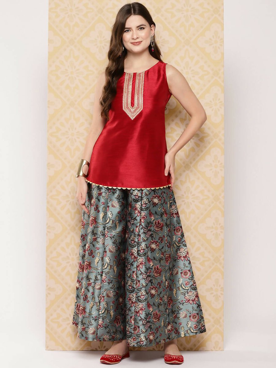Ahalyaa Women's Traditional Wear Co-ods - Red - Distacart