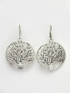 NVR Women's Silver-Toned Circular Shape German Silver Oxidised Drop Earrings - Distacart