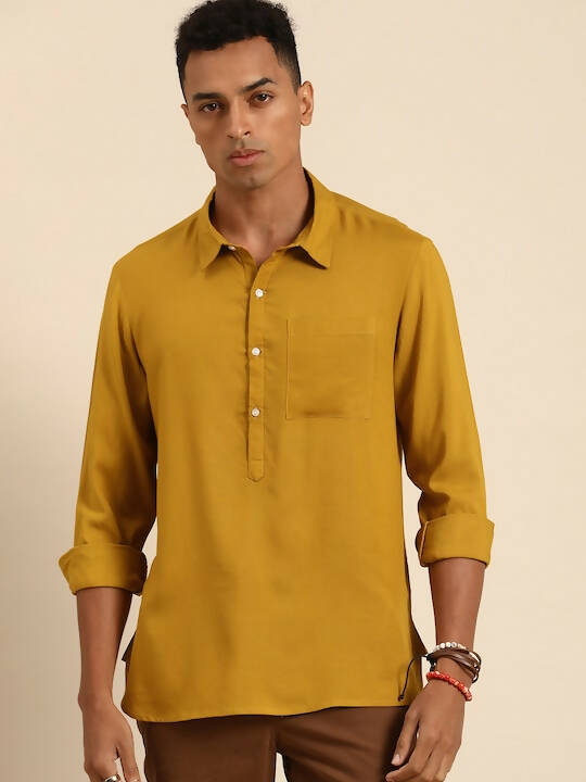 Mustard Men Rayon Boxy Opaque Casual Shirt - Mahotsav