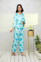 Myshka Women Blue Printed Pastels Co-Ords - Distacart