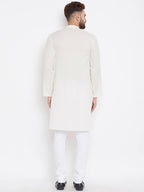 Even Apparels Cream Linen Men's Kurta With Band Collar - Distacart