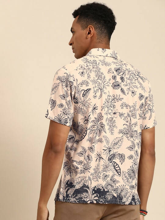 Off White Relaxed Floral Opaque Printed Casual Resort Shirt - Mahotsav