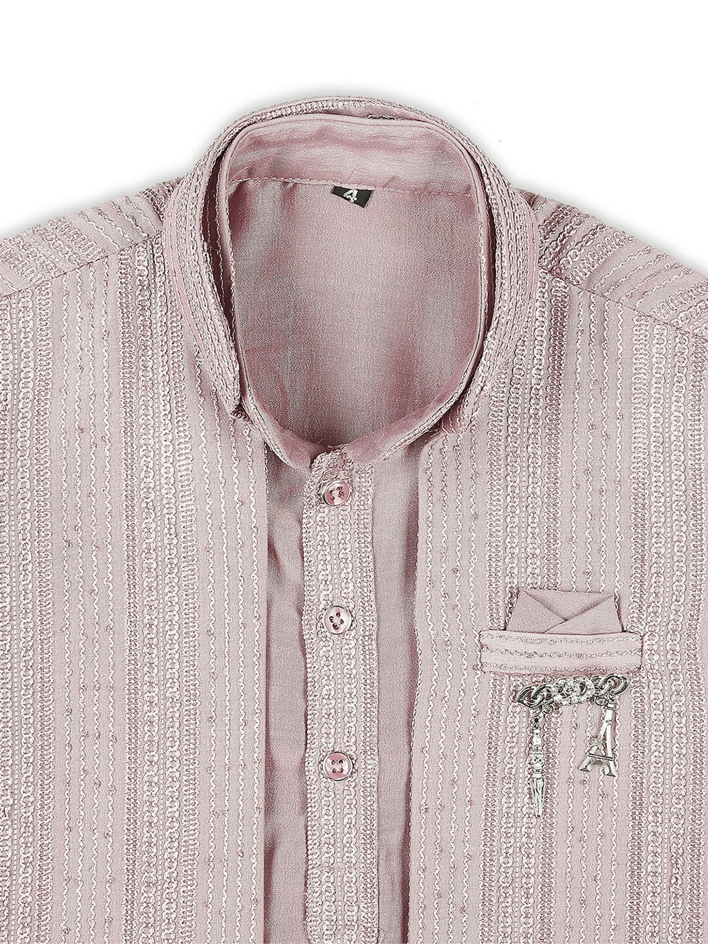Joban Fashion Kids Island Embroidery Sequence Full Sleeves Kurta, Pyjama Set with Nehru Jacket - Pink - Distacart