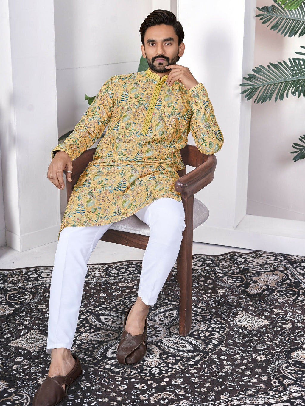 Anaita Yellow Digital Printed Work Cotton Straight Kurta - Distacart