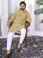 Anaita Yellow Digital Printed Work Cotton Straight Kurta - Distacart