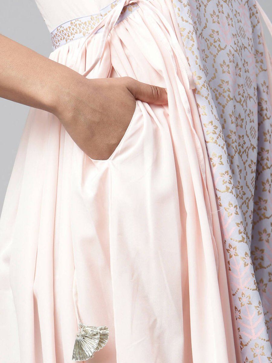 Ahalyaa Women Pink Crepe Khari Print Dress - Distacart