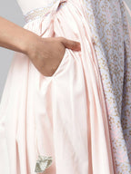 Ahalyaa Women Pink Crepe Khari Print Dress - Distacart