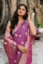 Joban Fashion Magenta Pure Katan Pure Handloom Banarasi Silk Saree