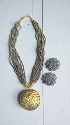 Inhanns All-Day Statement Beaded Necklace Set - Gray