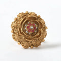 Mominos Fashion Joharkamal Gold-Polished Stone Studded Adjustable Finger Ring - Design 019