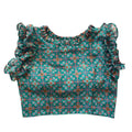 Vamika Rama Green Georgette Frill Blouse - Distacart