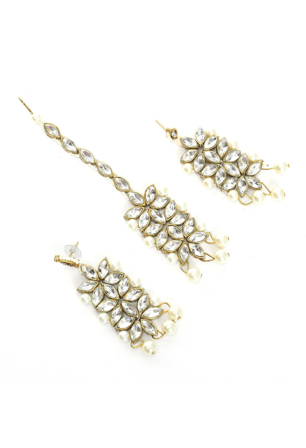 Mominos Fashion Johar Kamal Gold-Plated Rani Haar with White and Off white Pearls Jewellery Set - Distacart