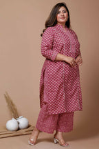 Miravan Womens Plus Size Floral Printed Cotton Kurta With Palazzo - Distacart