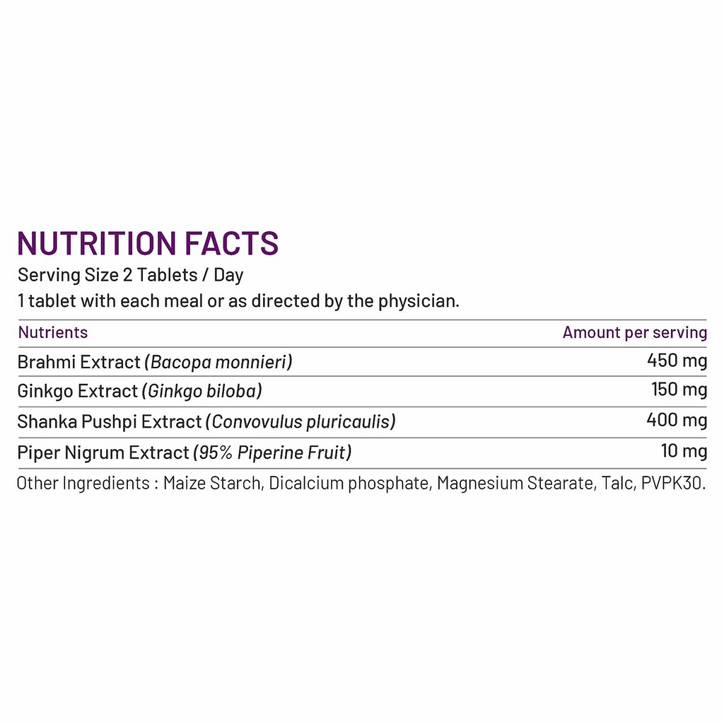 Bliss Welness Brahmi Shankpushpi Ginkgo Biloba Tablets - Distacart