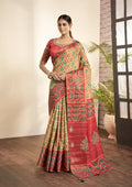 Beige Bhagalpuri Silk Woven design with Hand work butta Saree - Norita Nirvi