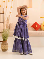 Joban Fashion Girl's Blue Color Sharara Set