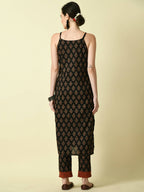 Myshka Women's Black Printed Kurta With Trouser