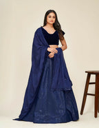 Jyoti Fashion Women's Blue Two Tone Tapeta Silk Sequins Designer Lehenga Choli Set