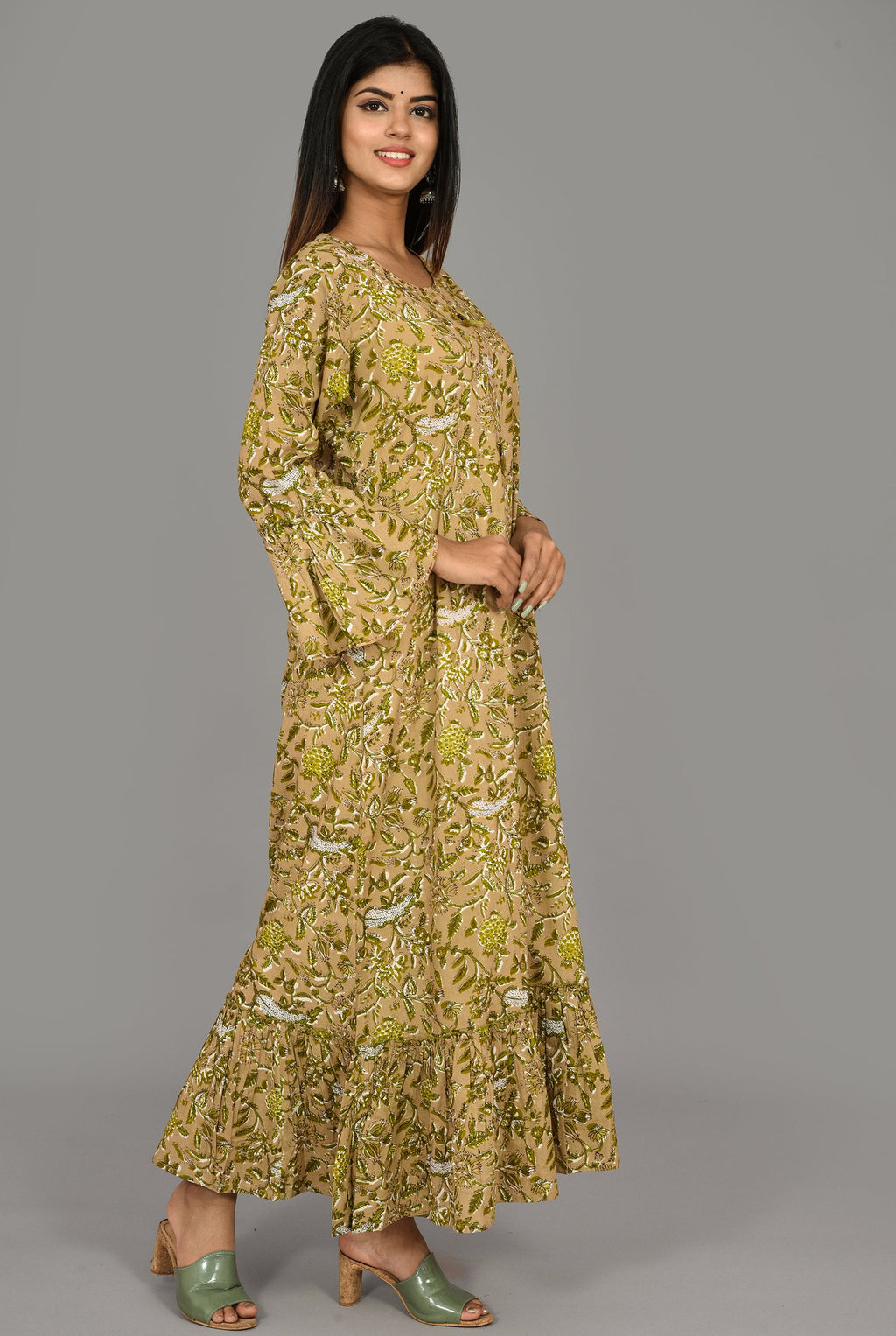 Kaajh Women's Green Floral Print kurta - Distacart
