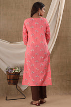 Kaajh Pink Floral Print Beautiful Suit Set For Women - Distacart