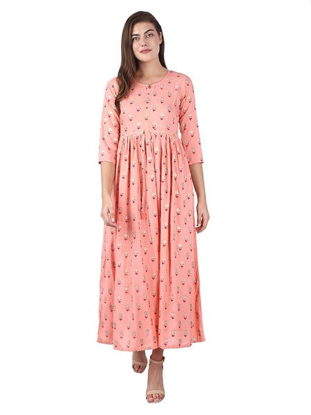 Kaajh Pink Floral Print kurta For Women
