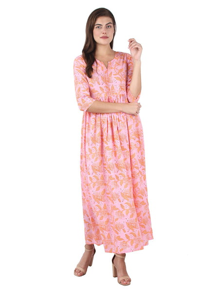 Kaajh Women's Pink Floral Print kurta