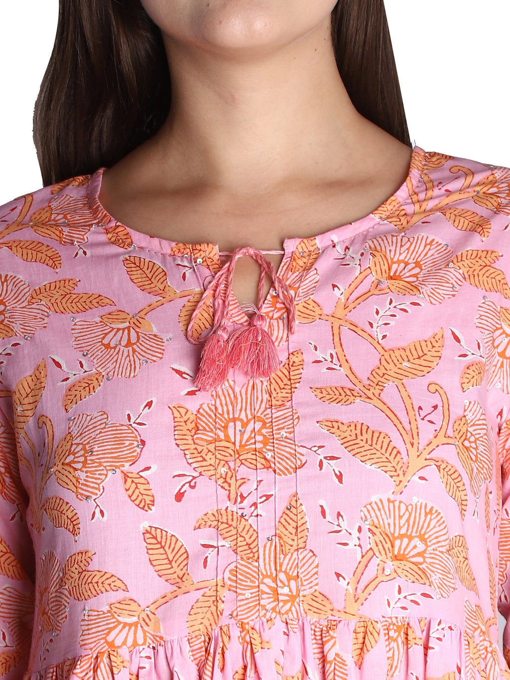 Kaajh Women's Pink Floral Print kurta - Distacart