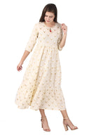 Kaajh Off White Gold Print kurta For Women - Distacart