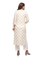 Kaajh Women's Off White Gold Print kurta - Distacart