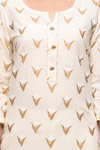 Kaajh Women's Off White Gold Print kurta - Distacart