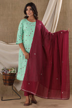 Kaajh Women's Green Floral Print Suit Set - Distacart