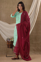 Kaajh Women's Green Floral Print Suit Set - Distacart