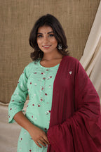 Kaajh Women's Green Floral Print Suit Set - Distacart
