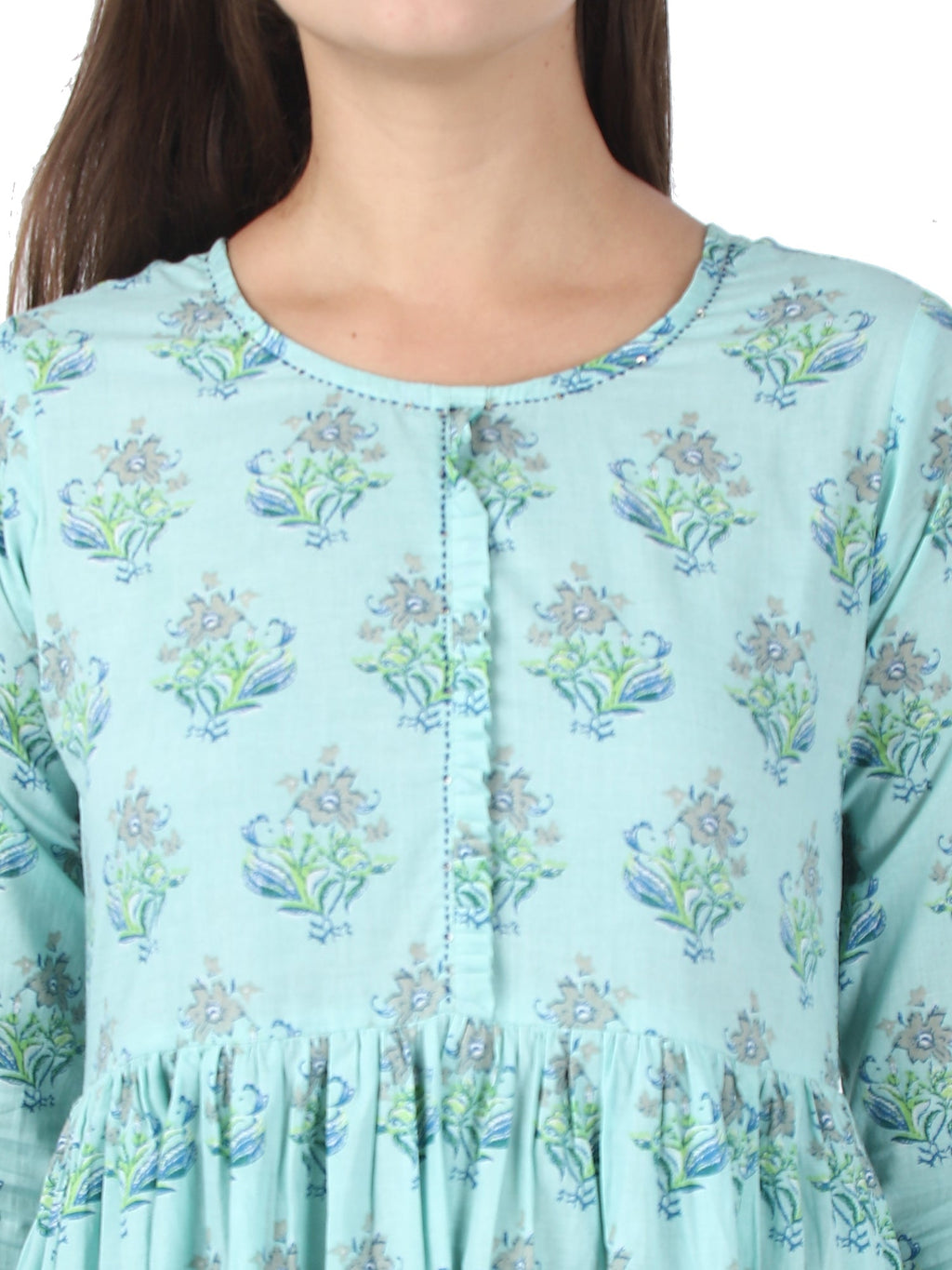 Kaajh Sky Blue Floral Print Anarkali kurta For Women - Distacart