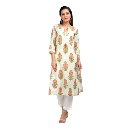Kaajh Women's Off White Booti Print kurta