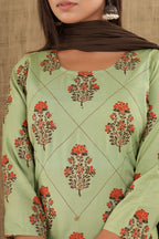 Kaajh Women's Green Brown Floral Print Suit Set - Distacart