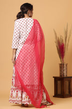 Kaajh Women's White Red Floral Print Suit Set - Distacart