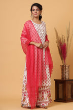 Kaajh Women's White Red Floral Print Suit Set - Distacart